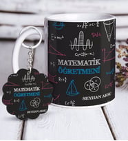 BK Gift Kişiye Özel Matematik Öğretmeni Beyaz Kupa ve Anahtarlık Hediye Seti-11 (Model 1)