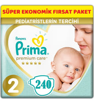 Prima Premium Care Bebek Bezi Beden:2 (4-8Kg) Mini 240 Adet Süper Ekonomik Fırsat Pk