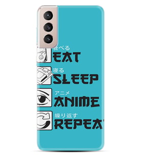 Kılıfland Samsung Galaxy S21 Plus Kılıf Silikon Resimli Kapak Eat Sleep Anime Stok 250