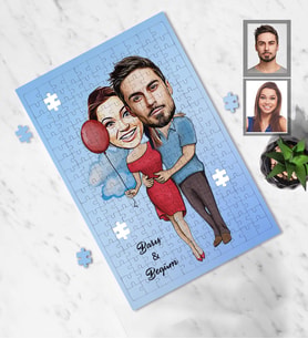 Kişiye Özel Sevgili Karikatürlü A3 240 Parça Puzzle Model 9