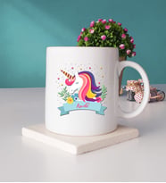 Unicorn Tasarımlı İsme Özel Unicorn Kupa Bardak ve Taş Bardak Altlığı Seti
