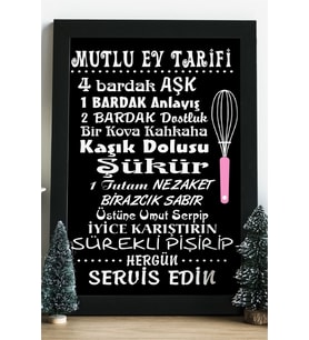 Mutlu Ev Tarifi Ahşap 24x33 cm Tasarım Çerçeve