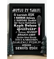 Mutlu Ev Tarifi Ahşap 24x33 cm Tasarım Çerçeve
