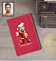Kişiye Özel Yılbaşı Erkek Karikatürlü Kırmızı Defter Model-7