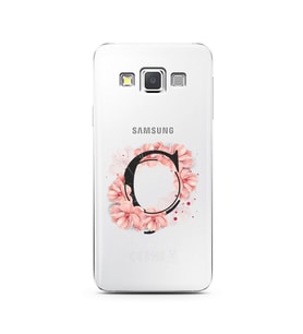 Pembe Çiçekli Harf Tasarım Süper Şeffaf Silikon Telefon Kılıfı Samsung A3 (2015)