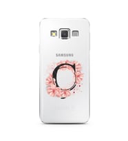 Pembe Çiçekli Harf Tasarım Süper Şeffaf Silikon Telefon Kılıfı Samsung A3 (2015)