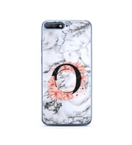 Mermer Çiçekli Harf Tasarım Süper Şeffaf Silikon Telefon Kılıfı Huawei Y6 2018 O