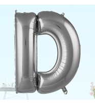 D Harf Folyo Balon, 100 cm - Gümüş (STD)