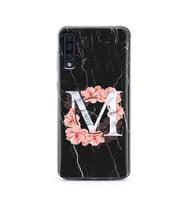 Mermer Çiçekli Harf Tasarım Süper Şeffaf Silikon Telefon Kılıfı Samsung A50 M-Ha