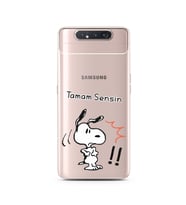 Snoopy Tasarımlı Süper Şeffaf Silikon Telefon Kılıfı Samsung A80