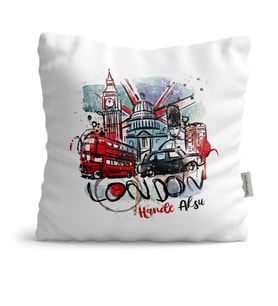 BK Gift Kişiye Özel London Tasarımlı Beyaz  Yastık  1
