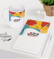 BK Gift Kişiye Özel En İyi Öğretmen Beyaz Defter Kalem Kupa Seti-5 (Model 1)