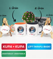 İkili Turuncu Siyah Sevgiliye Sevgililer Günü Hediyesi 11 Kupa Bardak Anahtarlık
