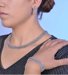 Markazit Taşlı Oksitli Telkari Bayan Gümüş Üçlü Set