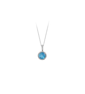 Sirius Mavi Topaz ve Pırlanta Taşlı Kolye 0707P0037