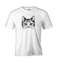 Kedi - Yüz Beyaz Erkek Tshirt
