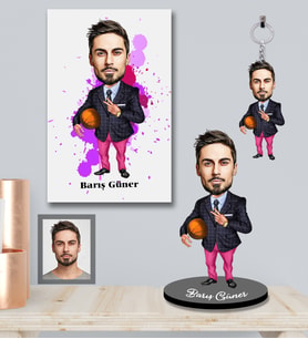 Kişiye Özel Sporcu Karikatürlü 3 lü Hediye Seti Bay-12