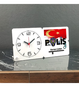 Polis Ahşap Masa Saati 002
