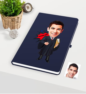 BK Gift Kişiye Özel Bay Avukat Karikatürlü Lacivert Defter - 1