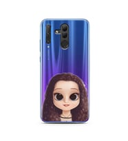 Kıvırcık Saçlı Kız Tasarımlı Süper Şeffaf Silikon Telefon Kılıfı Huawei Honor 20