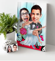 BK Gift Kişiye Özel Gelin Damat Karikatür Kanvas Tablo 30x50cm  9