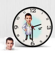 BK Gift Kişiye Özel Doktor Karikatür Ahşap Duvar Saati  3