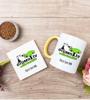 Otomotiv Mühendisi Sarı Kupa Bardak Ve Bardak Altlığı Seti