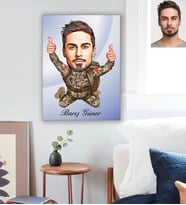 Kişiye Özel Asker Karikatürlü Ahşap Tablo 30x47 Bay-2