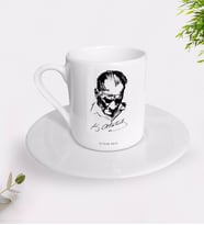 BK Gift Kişiye Özel Atatürk Temalı Türk Kahvesi Fincanı-28 (Beyaz)