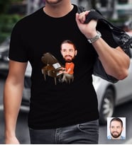 BK Gift Kişiye Özel Bay Piyanist Karikatürlü Siyah T-Shirt