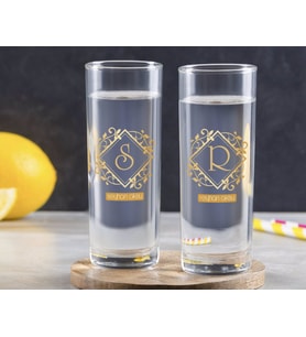 BK Gift Kişiye Özel Renkli Baskılı İsimli İkili Vodka Bardağı-15 (Beyaz)
