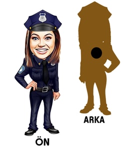 Kişiye Özel Polis Karikatürlü Ahşap Magnet Bayan-2