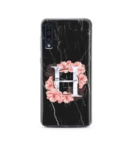 Mermer Çiçekli Harf Tasarım Süper Şeffaf Silikon Telefon Kılıfı Samsung A50 H-Ha