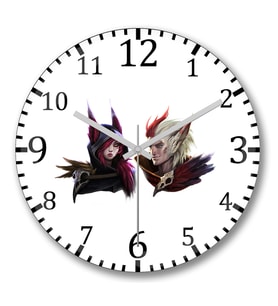 Xayah ve Rakan Duvar Saati Bombeli Gercek Cam