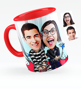 BK Gift Kişiye Özel Sevgililer Karikatürlü Kırmızı Kupa Bardak  7