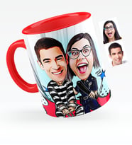 BK Gift Kişiye Özel Sevgililer Karikatürlü Kırmızı Kupa Bardak  7