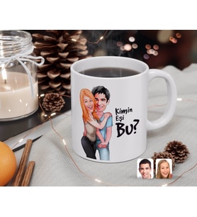 BK Gift Kişiye Özel Sevgililer Kimin Eşi Bu Karikatürlü Beyaz Kupa Bardak-80