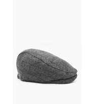 Erkek Kasket Balıksırtı Flat Cap Termal Yün Şapka-Füme