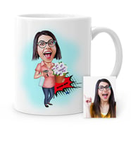 BK Gift Kişiye Özel Ev Hanımı Karikatür Beyaz Kupa Bardak  2