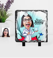 BK Gift Kişiye Özel Bayan Diş Hekimi Karikatürlü Dekoratif Doğal Taş  2