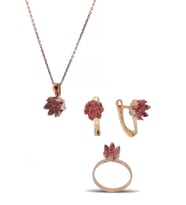 Lotus Çiçeği Gümüş Set İnlove Gümüş Set Takım (Rose)