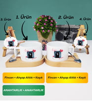 İkili Sevgiliye Sevgililer Günü Hediyesi 7 Kısa Kupa Bardak Anahtarlık