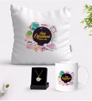 BK Gift Kişiye Özel Sınıf Öğretmeni Beyaz Kupa Yastık ve İsimli Papatya Kolye Hediye Seti-15 (Model 1)