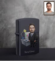 Kişiye Özel Öğretmen Karikatürlü UV Baskılı Siyah Benzinli Çakmak Bay-15