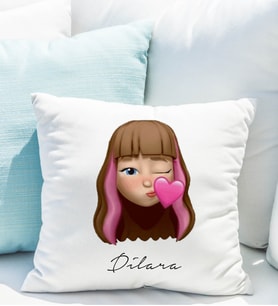 Emoji Kız Stiker Yastığı Kişiye Özel