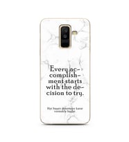 Samsung A6 Plus Beyaz Mermer Söz Tasarımlı Telefon Kılıfı