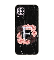 Mermer Çiçekli Harf Tasarım Süper Şeffaf Silikon Telefon Kılıfı Huawei P40 Lite 