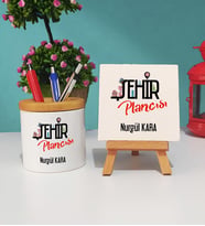 Şehir Plancısı Kalemlik ve Dekoratif Taş Baskı Seti