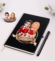 BK Gift Kişiye Özel Yılın En Mükemmel Çifti Karikatürlü Siyah Defter ve Kalem Hediye Seti-63