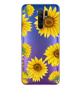 Ayçiçeği Tasarımlı Süper Şeffaf Silikon Telefon Kılıfı Xiomai Redmi 9